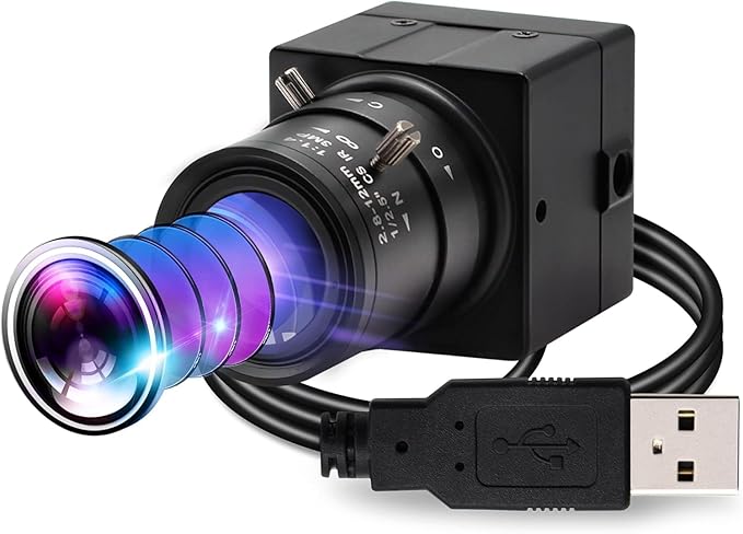 1080P USB Webcam 2MP HD Web Camera Low Illumination 0.01Lux USB2.0 Camera H.264 High Definition IMX322 Webcam with 2.8-12mm Varifocal Lens