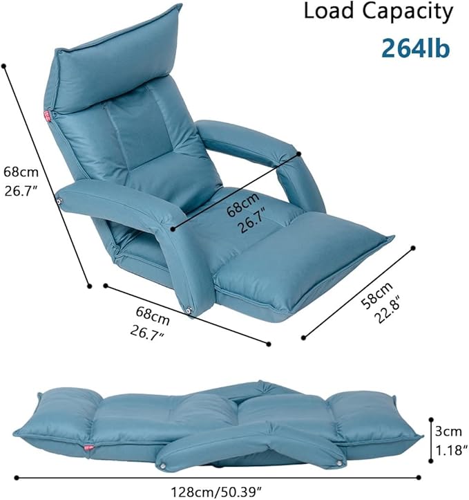 YCKEGEW Floor Chair with Arm Lounge Chair for Bedroom Couch Recliners Sofa Gaming Chair with Back SupportRemovable SleeveBalcony Lazy Sofa ChairAdjustable backrest (Color : Orange)