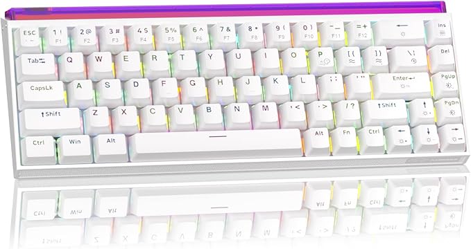 MageGee AIR68 Wireless Hall Effect Gaming Keyboard 60% RGB Magnetic Switch Keyboard with Rapid Trigger Adjustable Actuation 8KHz Polling Rate 0.01mm RT Accuracy 6000mAh Hot-Swap (White)