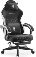 Dowinx Gaming Chair Fabric Gaming Chairs for Adults with Pocket Spring Cushions and Lumbar Support Ergonomic Massage Office Chair High Back with Footrest and Linkage Armrests Black