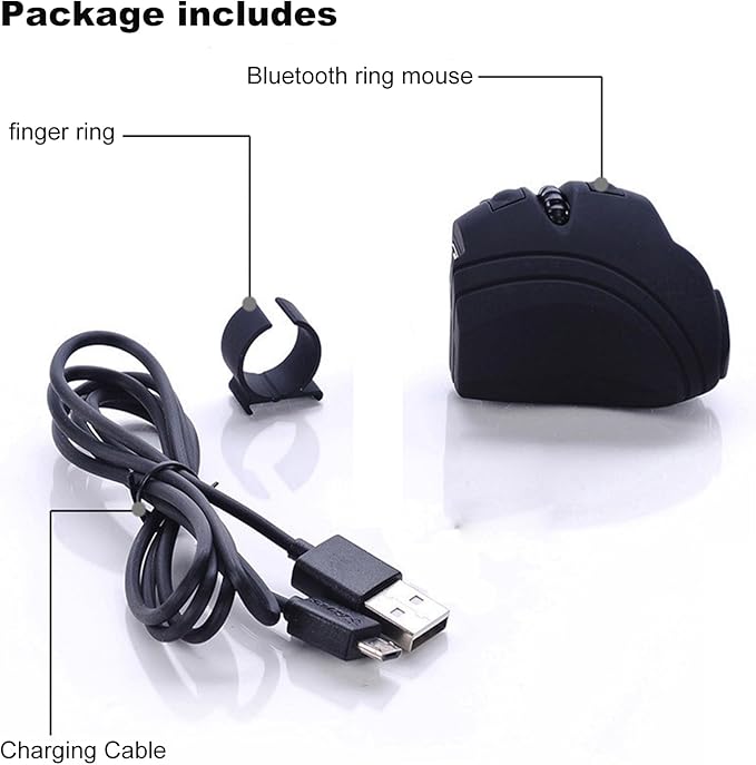 Mini Bluetooth Mouse Wireless Finger Ring Ergonomic Rechargeable- Optical Portable Wearable Finger Mouse for Laptop and Tablet No USB Receiver