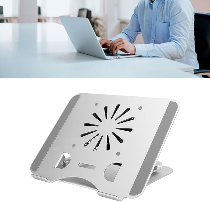 Laptop Cooler Stand 17in Aluminum Alloy Elevatable Foldable Portable with USB Base Fan for Laptops Tablets to Reduce Overheating