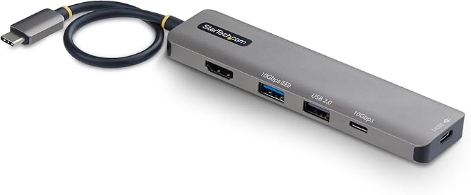 StarTech 5-in-1 USB C Hub USB-C to HDMI Multiport Adapter with 140W Power Delivery Charging 4K 60Hz HDMI 10Gbps Hub Mini Dock for MacBook Dell Thinkpad HP