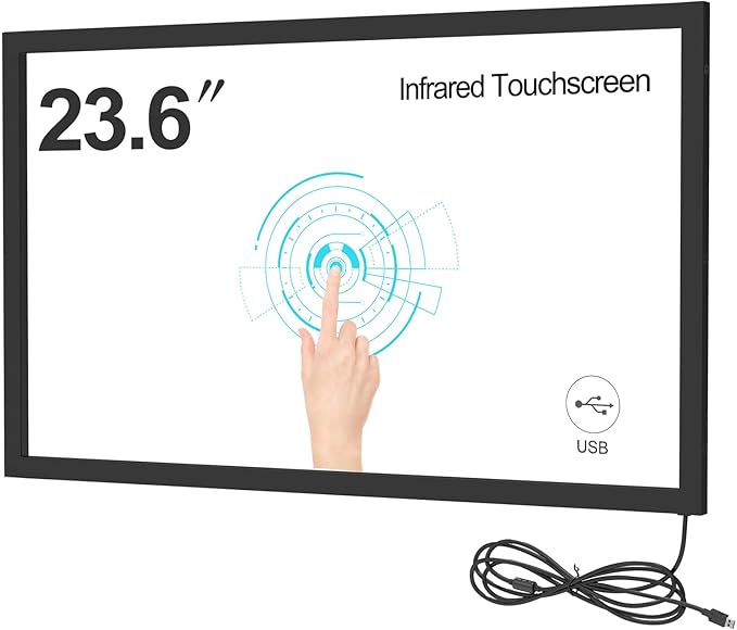 Bewinner Infrared Touch Frame Interactive IR Touch Overlay Panel for Education Digital Signage with USB InterfaceAluminum Alloy Touch Screen Overlay (23.6 inch)