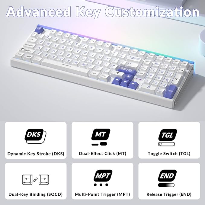 AULA Hero 99 Wired Gaming Keyboard Hall Effect Keyboard with Rapid Trigger Mode Hot Swappable Magnetic Switch Keyboard with Number Pad Web DriverRGB Backlit Mechanical Keyboard for Office PC Gamer