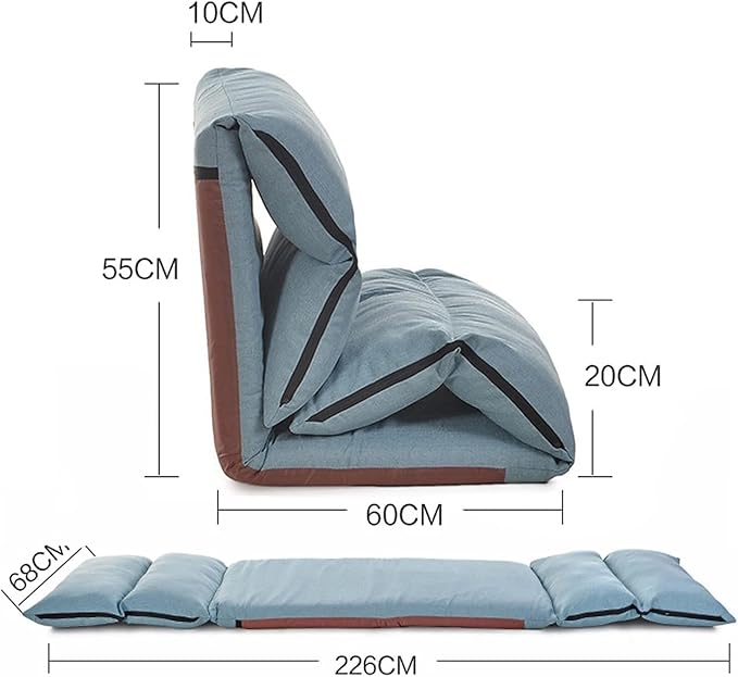 BTZHY Floor Chair Floor Recliner Foldable Tatami Lazy Sofa Recliner Adjustable Home Leisure Window Chair Nursing Chair Family Balcony Meditation Chair Watching TV Chair(Braun)