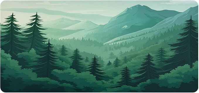 Mouse Pad Desk Mat Leather Desk Pad Large Gaming Desk Cover Protector Mat for Keyboard Computer Laptop Office Waterproof 47.2 x 23.6 Inch Green Forest Trees