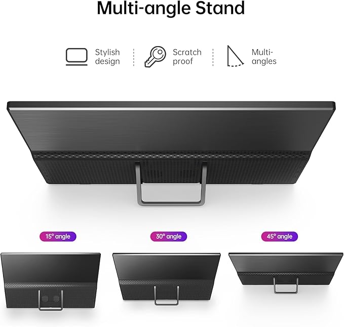 Yxk Portable Monitor 15.6 Inch 1080P USB-C HDMI Ultra-Slim Travel Monitor with Kickstand for Laptop PC Mac Phone PS Xbox Swich IPS Ultra-Thin Zero Frame Gaming