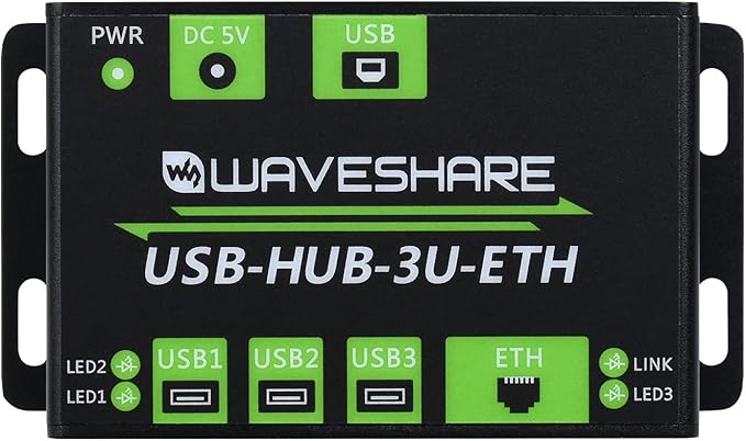 Waveshare Industrial Grade Multifunctional USB HUB Extending 3X USB Ports + 100M Ethernet Port Suitable for Industrial/Office Environments Requiring Higher Level Device Without Power Supply