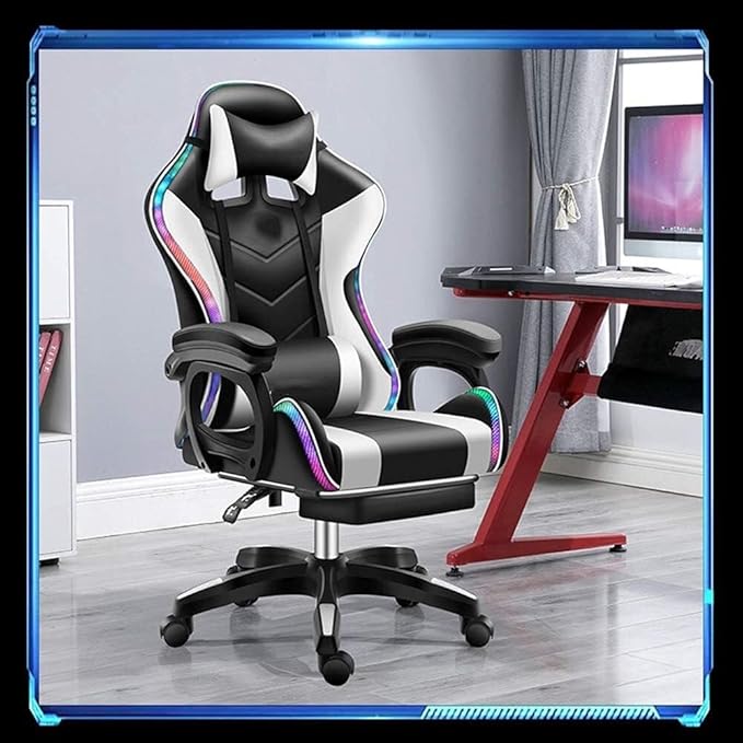 Ergonomic E-Sports Gaming Chair with Reclining High Back Adjustable Headrest Lumbar Support &amp 360° Swivel Office Chair