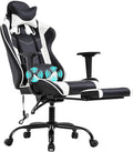 Ergonomic Gaming Chair for Adults Adjustable High-Back Computer Desk Chair with Lumbar Support and Footrest Leather Office Chair for Gaming Big and Tall Comfy Gamer Chair(White)