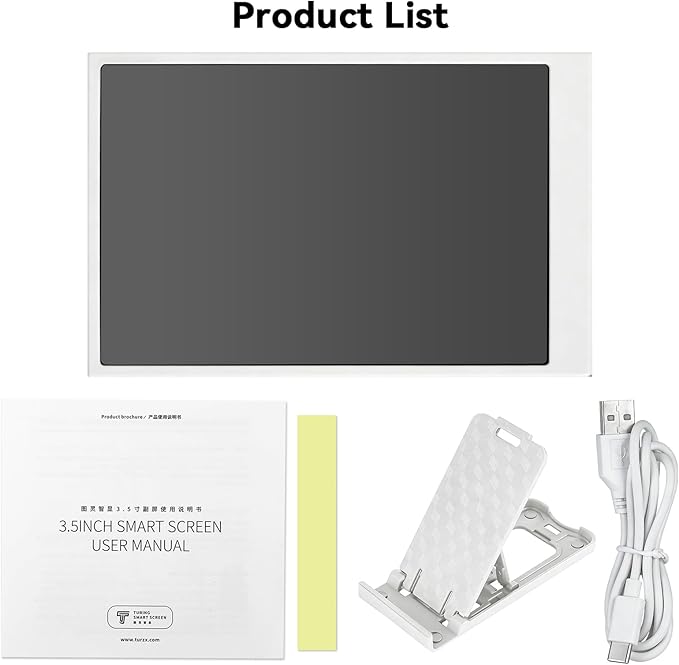 3.5 Inch IPS USB Mini Screen No Installation AIDA64 Pc Case Screen Computer Temp Monitor PC Temperature Display with Stand USB Cable Manual (1PcsWhite)