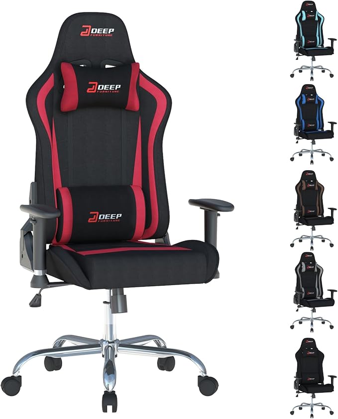 Gaming Chair High-Back Ergonomic Computer Chair Adult Lumbar Support Breathable Fabric Office Chair 3D Independent Armrests.(1005-Red)