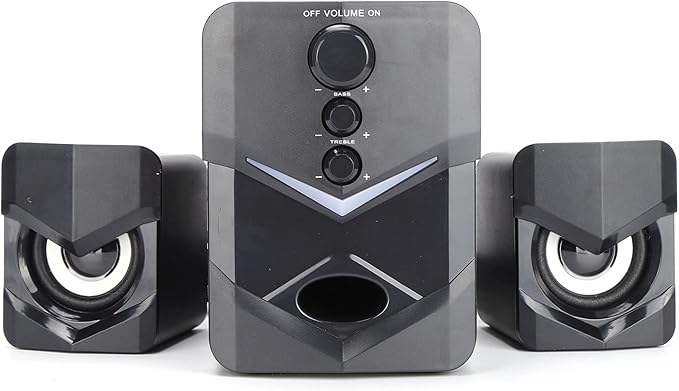 Multimedia Desktop Wired Subwoofer Speaker for Home Computer - Wide Compatibility Bass Enjoyment 2.1 Stereo Knob Adjustment