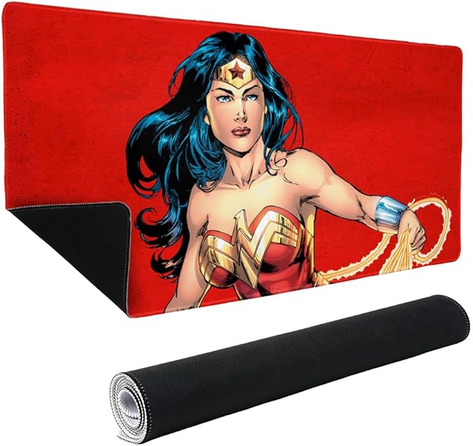 Wonder Woman Character Large Gaming Mouse Pad Desk Mat with Stitched Edges Non-Slip Base for Gamer Home and Office 31.5 x 15.7
