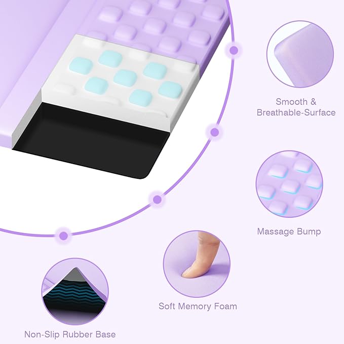 Ospelelf Keyboard Wrist Rest Stand Pad and Ergonomic Mouse Pad Set with Large Mousepad Memory Foam Comfort Premium Office Desk Accessories for Pain Relief Purple