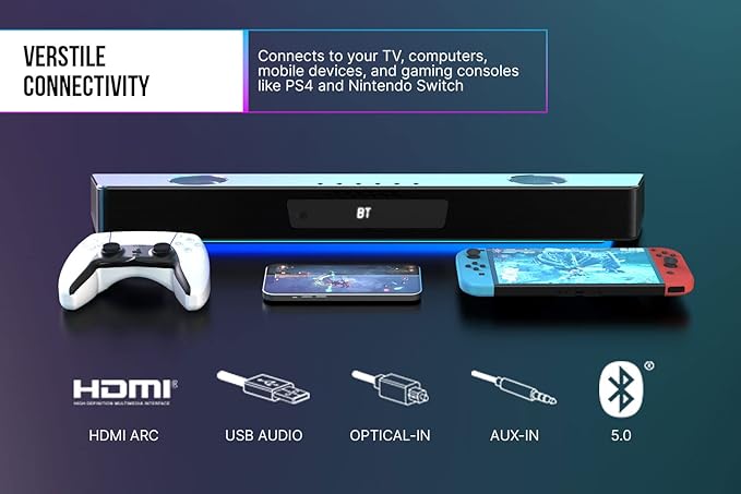 Creative Sound Blaster Katana V2X 5.1 Multi-Channel Gaming Soundbar with Compact Subwoofer 180W Peak Power ft Tri-Amplified 5-Driver Design Super X-Fi Technology and RGB Lighting