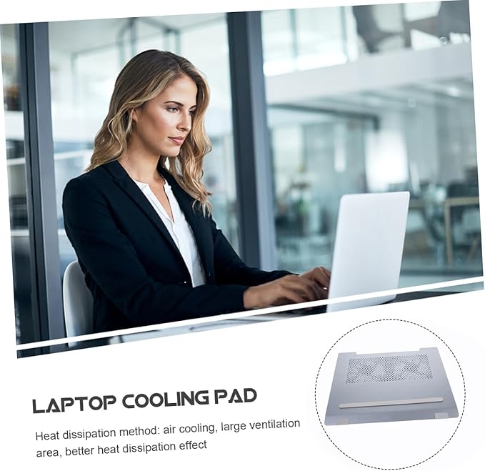 Laptop Cooler Cooling Pad with LED Fan Aluminum Alloy Stand for Laptops to 17.3 Inch USB Quiet Notebook Cooler Ventilated Base in Gray for Home and Office Use