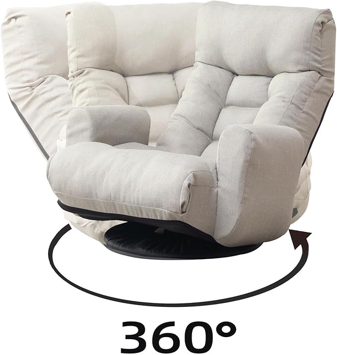 Anwick 360 Swivel Gaming Lounge Chair with Armrests &amp Side Pocket Folding Sofa Bed Chair with Adjustable Head &amp Waist Comfy Reading Chair for Living Room Bedroom Dormitory