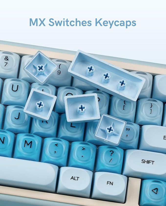 132 Keys PBT Keycaps Jelly Keycaps Cute Custom Creamy Key caps MOA Profile for 61/68/84/87/98/100 Cherry Gateron MX Mechanical Keyboards Blue