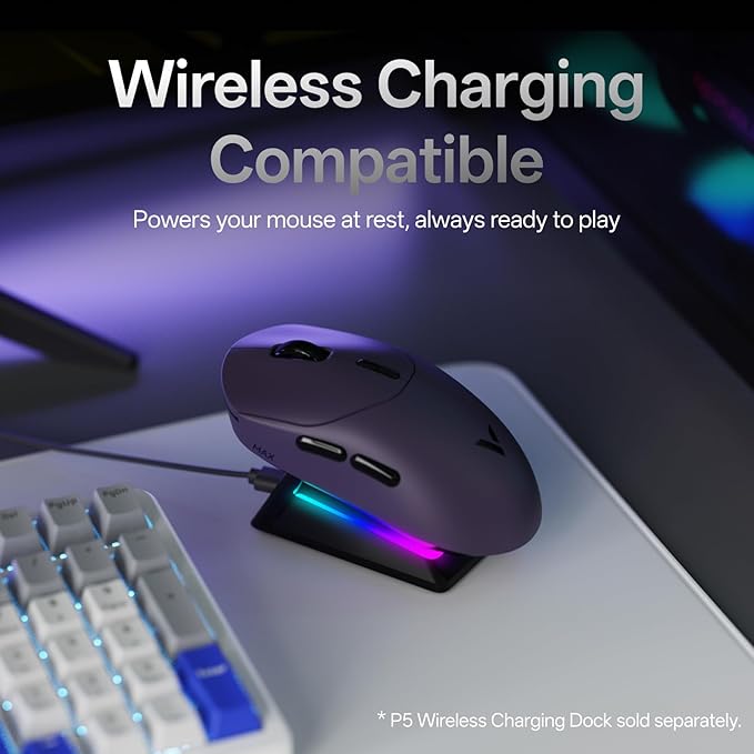 Rapoo VT2 MAX Wireless Gaming Mouse True 8K Wireless Polling Rate 53g Lightweight Up to 750 Hr Battery Nordic nRF54L15 MCU 120-Million Optical Switch 10 Programmable Buttons Macro Enabled