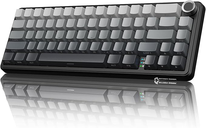 ATTACK SHARK X66 Wireless Mechanical Gaming Keyboard with KnobTri Mode USB-C/BT5.0/2.4G Gasket Mounted 60% RGB Gaming Keyboard Side Printed PBT KeycapHot Swappable Strawberry Switch(Moonlight)
