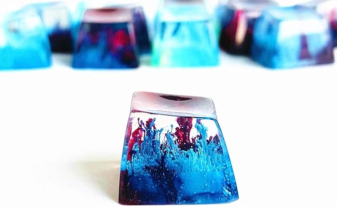 1 Pcs Handmade Seabed Landscape R4 Keycap Resin Artisan Backlit Switch SA Profile for Cherry MX RGB Gaming Mechanical Keyboard DIY Replace (multicolor)