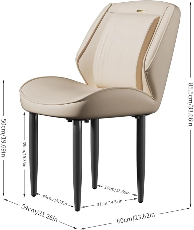 Adjustable Office Computer Chair with Armrest 1pcs No Armrests Leather Padded Seat Dining Chair for Living Room Kitchen Restaurant(Light Khaki)