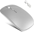 Bluetooth Wireless Mouse for MacBook Air Mac Pro iPad Laptop Computer Pad Optical Rechargeable Slim Silent Dual Mode (2.4G USB-C/USB-A&ampBluetooth 5.2/3.0) Mouse Jiggler for Computer Awakening(Grey)