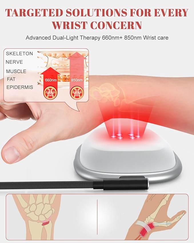 Red Light Therapy Mouse Wrist Rest - 660nm+850nm Touch-Activated Near-Infrared Light for Hand Ergonomic Design for Office/Gaming/Travel/Laptop