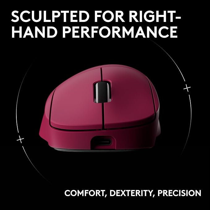 Logitech G PRO X Superlight 2 Wireless Gaming Mouse 60g Pro-Grade with 5 Programmable Buttons 44k DPI Sensor 8kHz Report Rate USB-C Charging for PC/Mac - Magenta