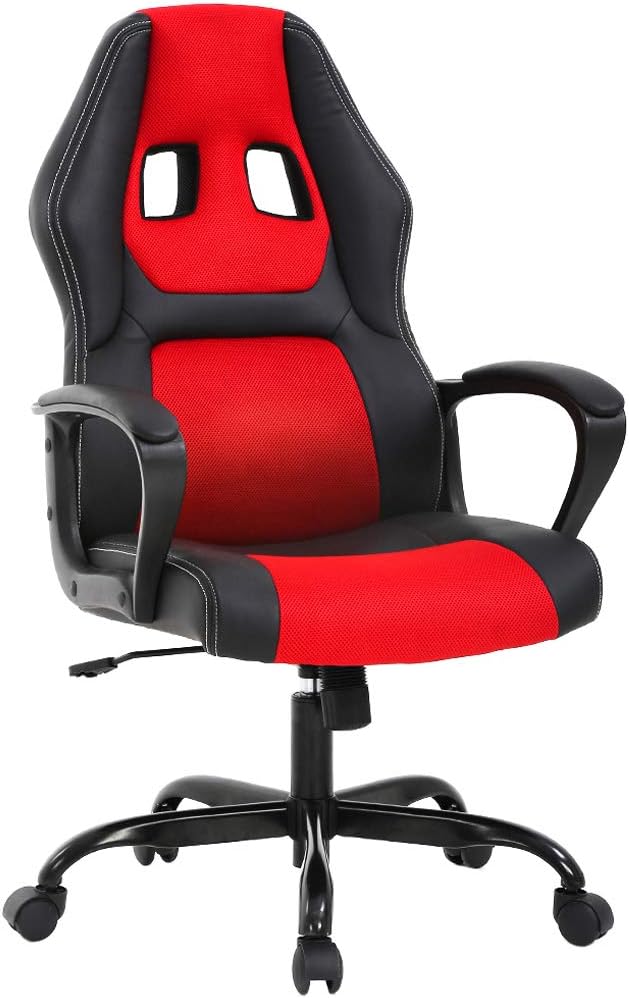 BestOffice Office Chair PC Gaming Chair Cheap Desk Chair Ergonomic PU Leather Executive Computer Chair Lumbar Support for Women Men (Red)
