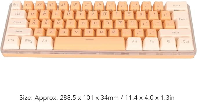 61 Keys RGB Compact 60% Wired Gaming Keyboard RGB Backlight Effects Mechanical Feel Plug and Play for PC Typist Travel Home Office (Yellow Orange)