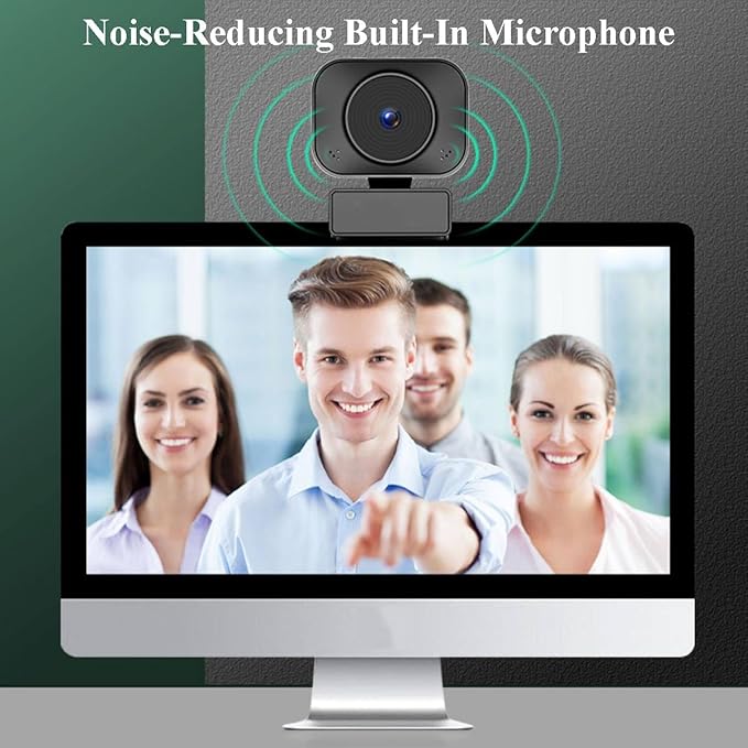 GIZNXBA Webcam with Auto Light Correction Noise-Canceling Microphone Autofocus Seamless Plug-and-Play Setup Wide-Angle Lens for Streaming Video Calls Gaming Works(4K with Remote Control)