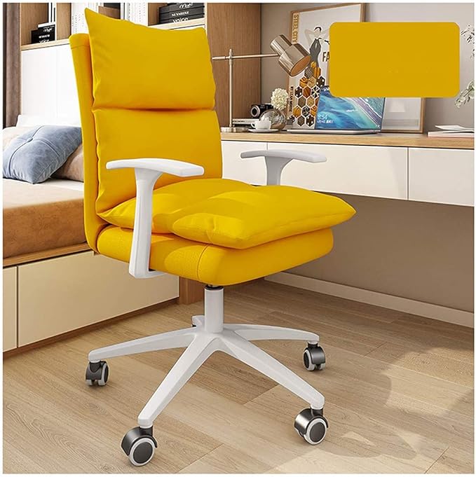 Computer Chair Home Backrest Lazy Leisure and Comfortable Swivel Chair with Wheels and Armrest Ergonomic Dormitory College Student Gaming Chair Desk Seat