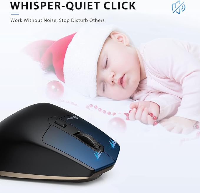 iClever Wireless Mouse with Bluetooth or USB Receiver 5 Adjustable 2400DPI Rechargeable Computer Mice Wireless Mouse for Laptop iPad MacBook Tablet PC