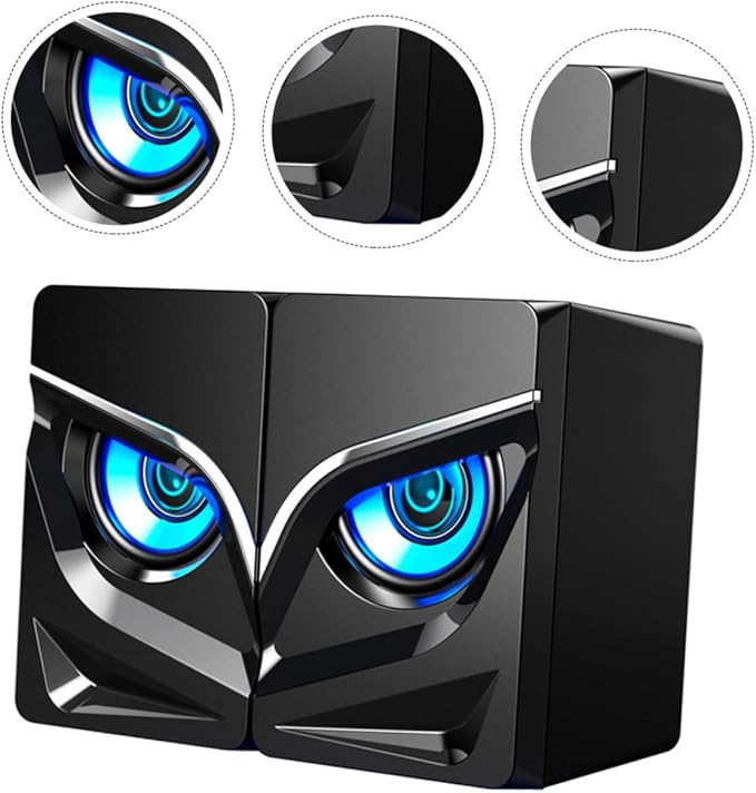 2pcs Powerful USB Wired Subwoofer Speakers for Desktop Laptop Compact Multimedia Computer Speaker with Non-Slip Base Wired Control Material for Home Office Gaming Use