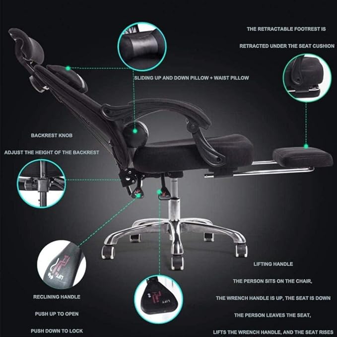 Office Chair Gaming Chair Office Chair with Arms Reclining Leather Computer Chair Swivel Office Chair with Footrest Adjustable Headrest and Lumbar Support (Color : Red Size : M)