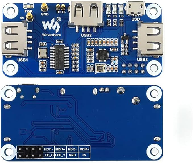 PoE Ethernet/USB HUB Hat for Raspberry Pi Zero/Zero W/Zero WH 3X USB 2.0 Ports 10M/100M RJ45 Port 802.3af-Compliant