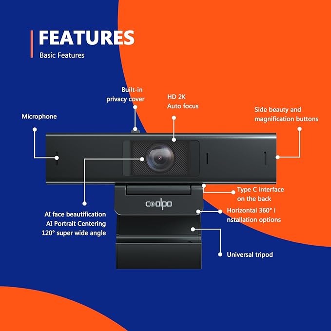 Desk Mate - Hybrid HDR Streaming Webcam with AutoFocus &amp Tracking HD 1080p Noise Reduction Software Control for Google Gemini