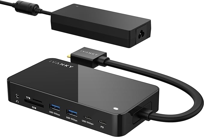 iVANKY FusionDock 1+ MacBook Pro Docking Station with 180W Power Adapter 12-in-1 Dual 4K@60Hz USB C Dock for MacBook Pro/Air Thunderbolt 3/4 Dock HDMI 2.0 96W PD 6 USB 2.5Gbps Ethernet SD/TF Audio