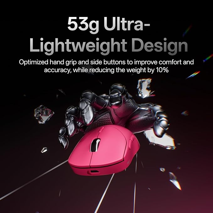 Rapoo VT2 MAX Wireless Gaming Mouse True 8K Wireless Polling Rate 53g Lightweight Up to 750 Hr Battery Nordic nRF54L15 MCU 120-Million Optical Switch 10 Programmable Buttons Macro Enabled