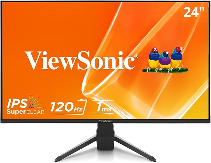ViewSonic VX2470-MHD 24 Inch 1080p IPS Monitor with 120Hz 1ms Variable Refresh Rate Eye Care HDMI VGA and DisplayPort Inputs