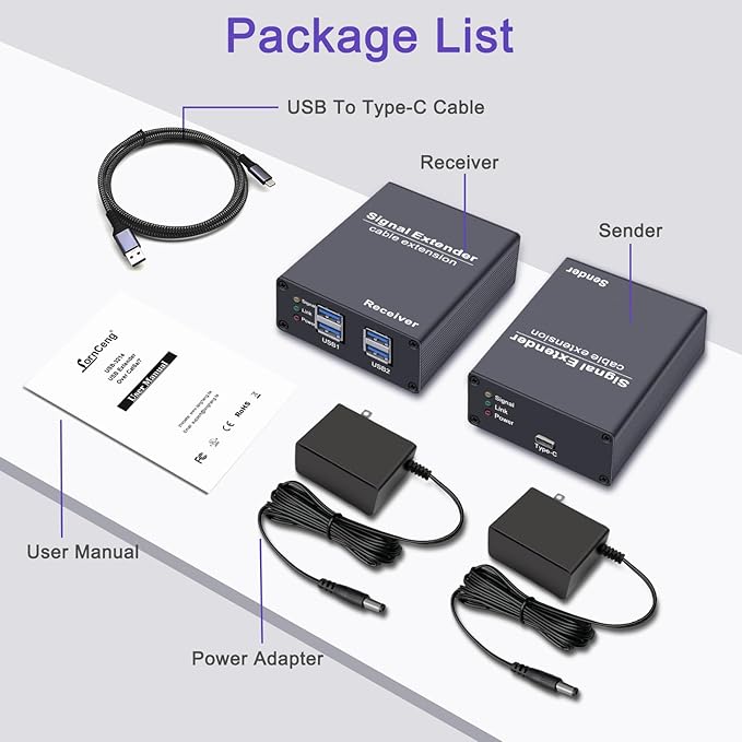 USB 3.0 Extender Over Ethernet up to 330ft 5Gbps Transmission CAT6 to 4-Port Powered USB 3.0 Hub Plug and Play No Driver for Windows/Mac/Linux Devices