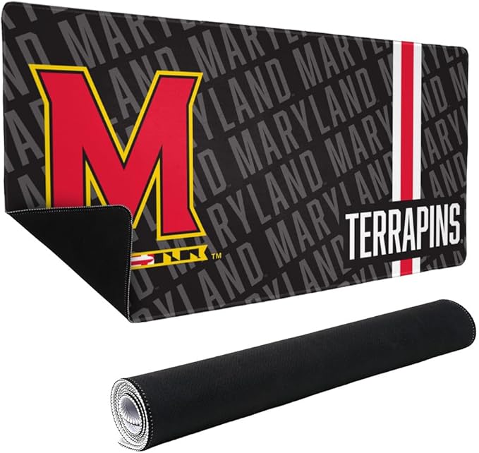 University of Maryland Terrapins Mascot Large Gaming Mouse Pad Desk Mat with Stitched Edges Non-Slip Base for Gamer Home and Office 31.5 x 15.7