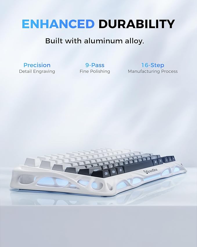 GravaStar Mercury K1 75% Wireless Mechanical Gaming Keyboard Aluminum Alloy Exoskeleton Design Gasket Custom Keyboard Hot-Swap Socket Linear Switches RGB Backlit