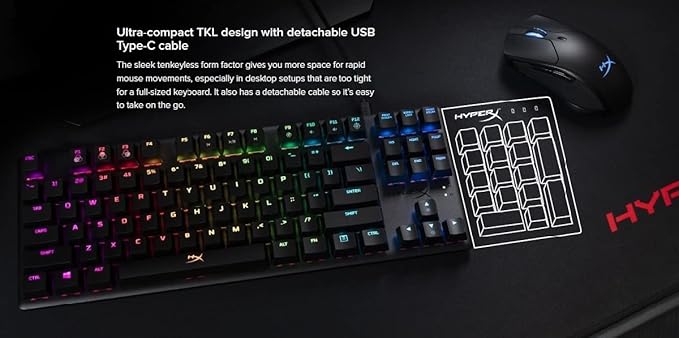 HyperX Alloy Origins Core Wired Gaming Mechanical Keyboard Compact Tenkeyless HyperX Red Switch with RGB Back Lighting for PC PS5 PS4 Xbox Series X|S &amp Xbox One (Renewed)