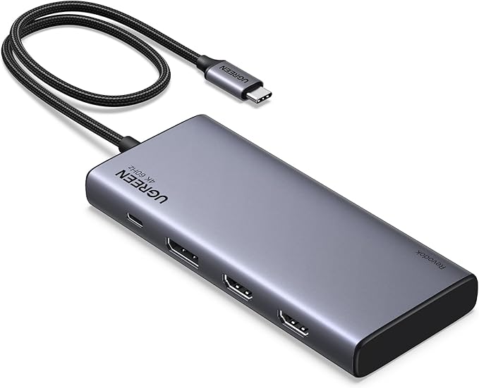 UGREEN 8 in 1 USB C Docking Station with Dual Monitor 4K Triple Display USBC Hub with 2 HDMI DP 2 USB A&ampC 3.2 Ports 100W PD USB-C Dock Compatible for MacBook Dell HP Lenovo Surface etc
