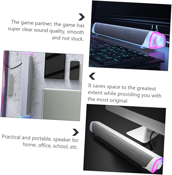 Household Dual Speaker Sound Bar Wired Stereo Soundbar for Computer Tablet and Laptop Compact Design for Immersive Audio Experience for Home Office and Dormitory Use