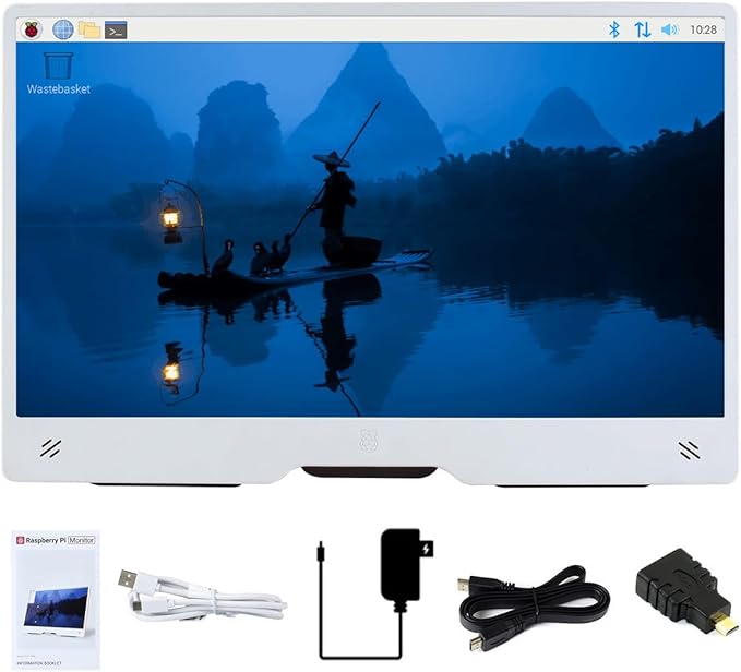 waveshare Pi Monitor Kit Comes with an Official Raspberry Pi 15.6inch Monitor 1920×1080 Resolution Standard HDMI Port IPS VESA Mounting Support Bundle with Accessories (6 Items)
